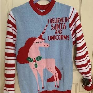Santa and Unicorns medium Holiday sweater